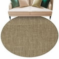 thumbnail image 2 of Brown 8ft Round Rug, Farmhouse Burlap Solid Beige Color Modern Linen Texture Non-Skid Rubber Backing Large Area Rugs - Living Room Bedroom Home Office, Indoor Floor Mat Carpets Washable Rug, 2 of 9