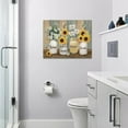 thumbnail image 2 of Farmhouse Sunflower Daisy Bathroom Decor Wall Art Rustic Hummingbird Yellow Floral Pictures Wall Decor Relax Soak Unwind Bathroom Sign Canvas Painting Prints Artwork Framed for Bedroom 16"x12", 2 of 6