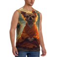 thumbnail image 2 of Kdxio Maple Leaf Meditating Chihuahua for Men's Muscle T-shirt,Sleeveless for Workout Running Athletic Gym Lounge Casual, 2 of 5