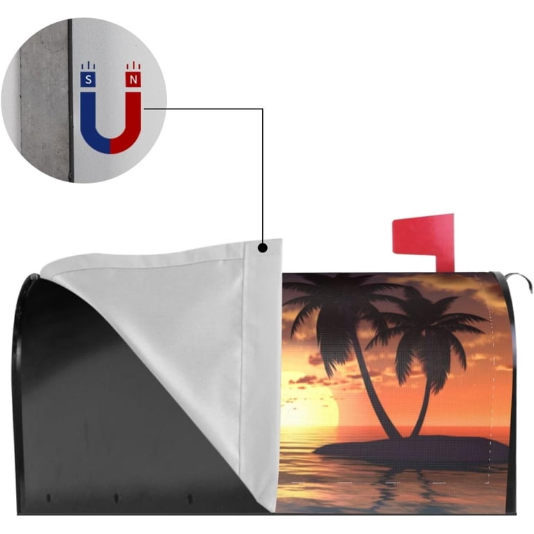 Mount Hour Summer Seashell Beach Mailbox Cover - Magnetic Wrap For Standard 21x18 Inch Post Box, Waterproof Oxford Cloth