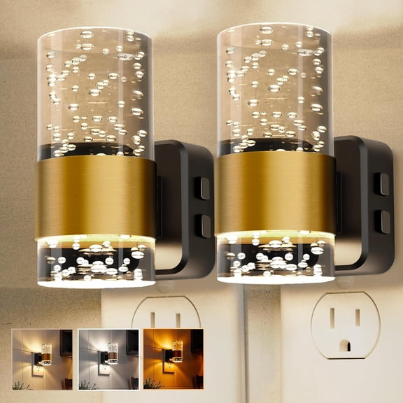 Night Light,Dimmable Night Lights Plug into Wall, 2 Pack Acrylic Nightlight with 0-100 LM Adjustable Brightness, 3000K Plug in Night Light with Dusk to Dawn Sensor, for Bathroom Hallway