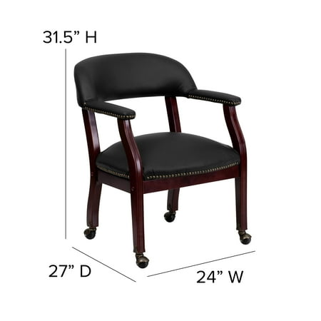 Flash Furniture Diamond Black LeatherSoft Conference Chair with Accent Nail Trim and Casters