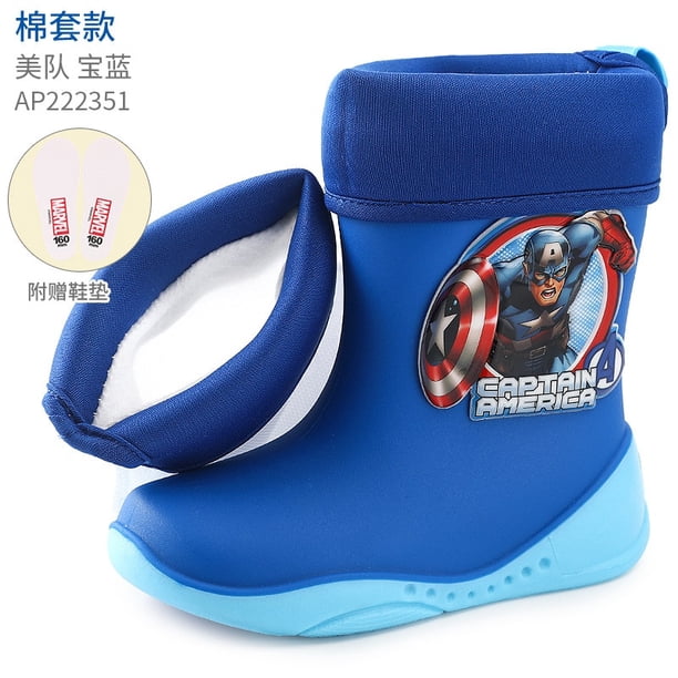 Botas de lluvia para niños de Disney frozen elsa, zapatos de lluvia para niños y niñas, pupilas ligeras antideslizantes, además de zapatos de agua de terciopelo para bebés, plantilla 160 de 160mm Gao Jinjia LED