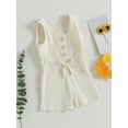 thumbnail image 3 of Wassery Infant Baby Girl Summer Clothes Sleeveless Solid Color Ribbed Jumpsuit 6M 12M 18M 24M 3T 4T Toddler Casual Overall Shorts, 3 of 8