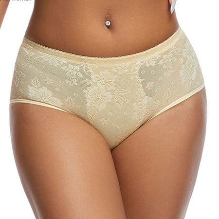 Silk Panties Fashion Women s Breathable Soft Stretch Panties Underwear Tummy Briefs Womens Bikini Underwear Beige XL