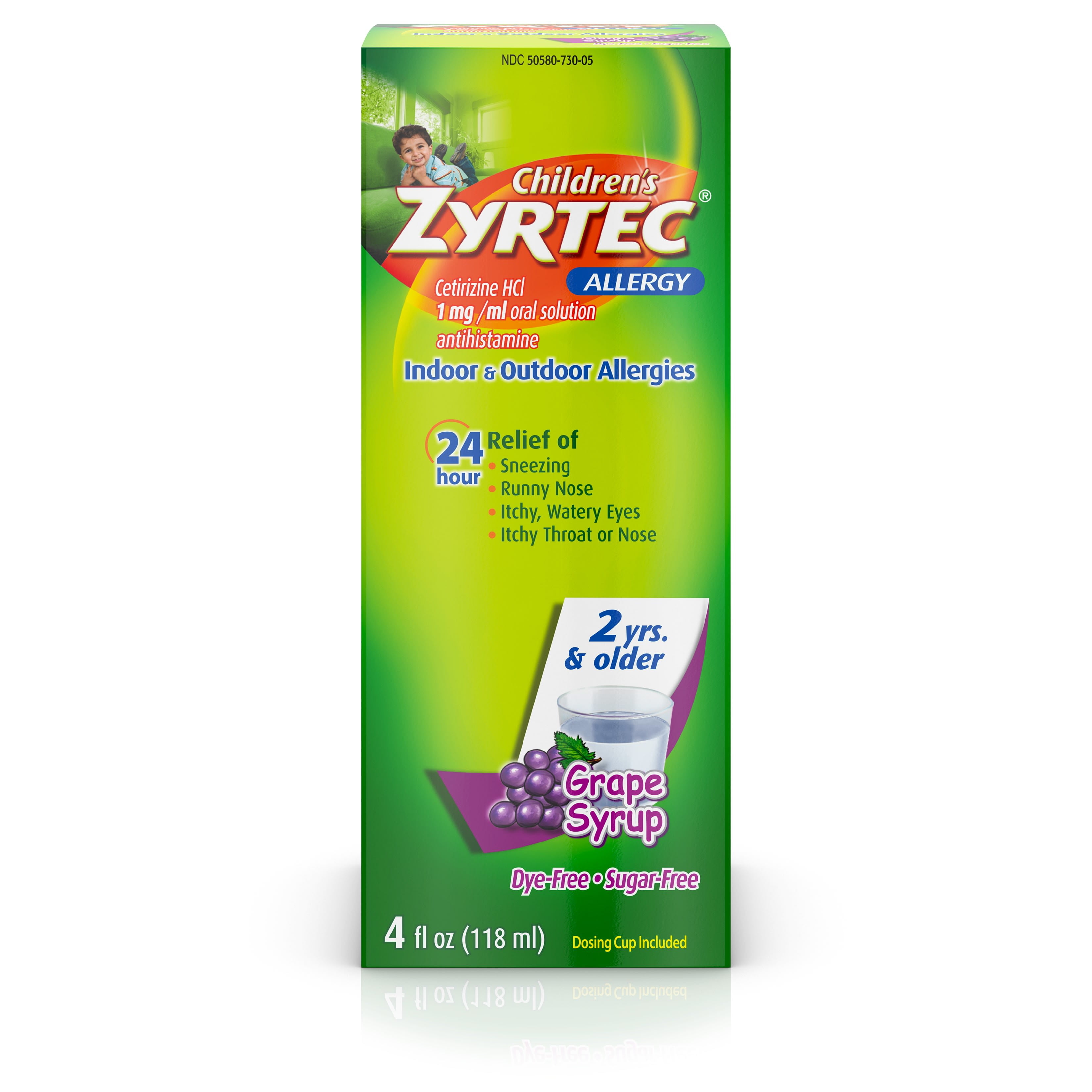 Zyrtec 24 Hr Children's Allergy Relief Syrup, Grape Flavor, 8 fl. oz