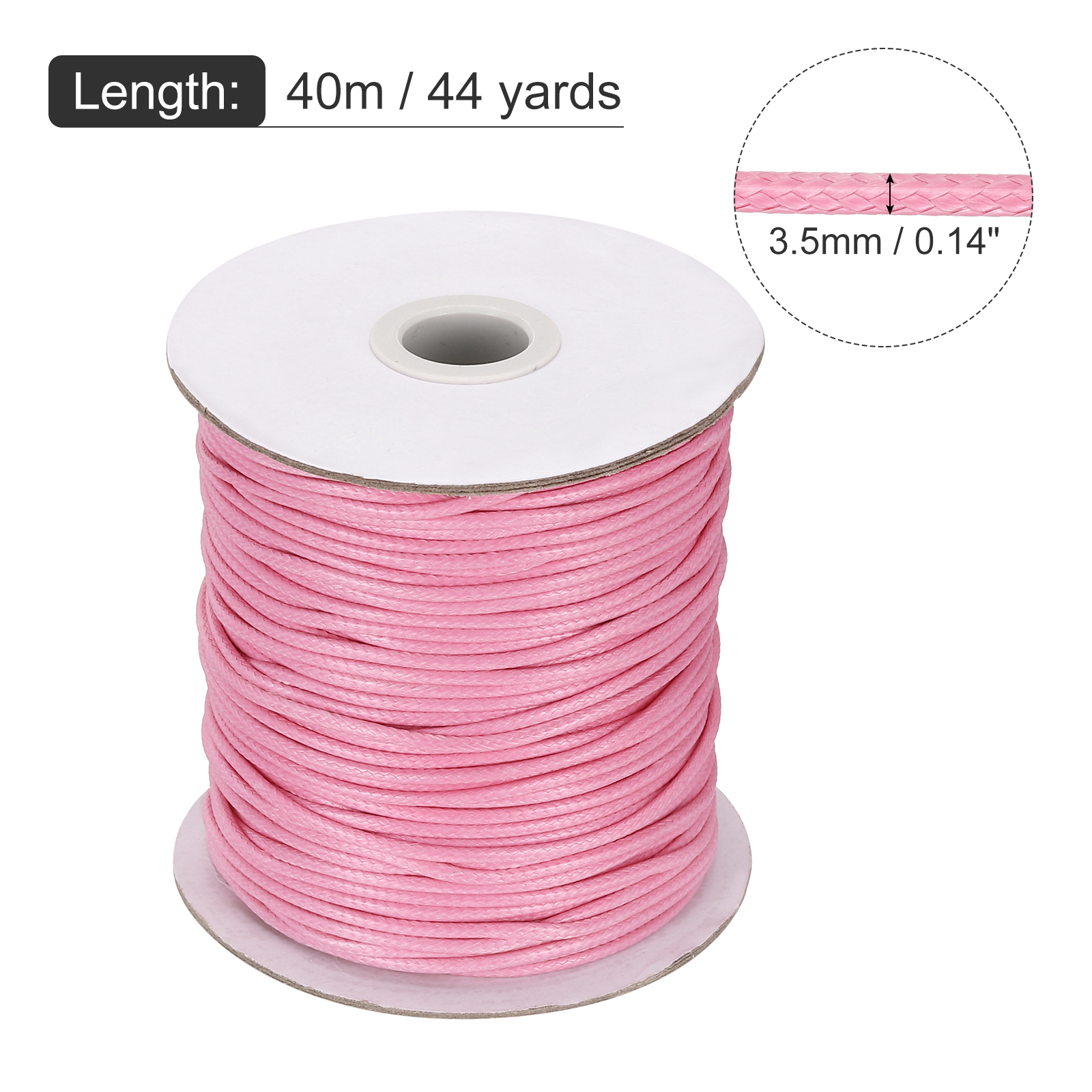 Waxed Cord 3.5mm Waxed Thread 44 Yard Wax String Leather Cord for Bracelet Making, Necklaces, Beading, Jewelry Making and DIY Crafts(Pink)