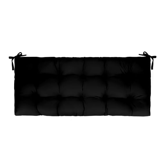 RSH Décor Indoor Outdoor 2” Tufted Bench Cushion with Ties (36” x 14” x 2”), Black