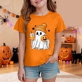 thumbnail image 2 of CAICJ98 Halloween Shirt Boys Girls Pumpkin Ghost Graphic Tshirts Toddler Kids Cotton Short Sleeve Tee Top (Orange,11-12 Years), 2 of 5
