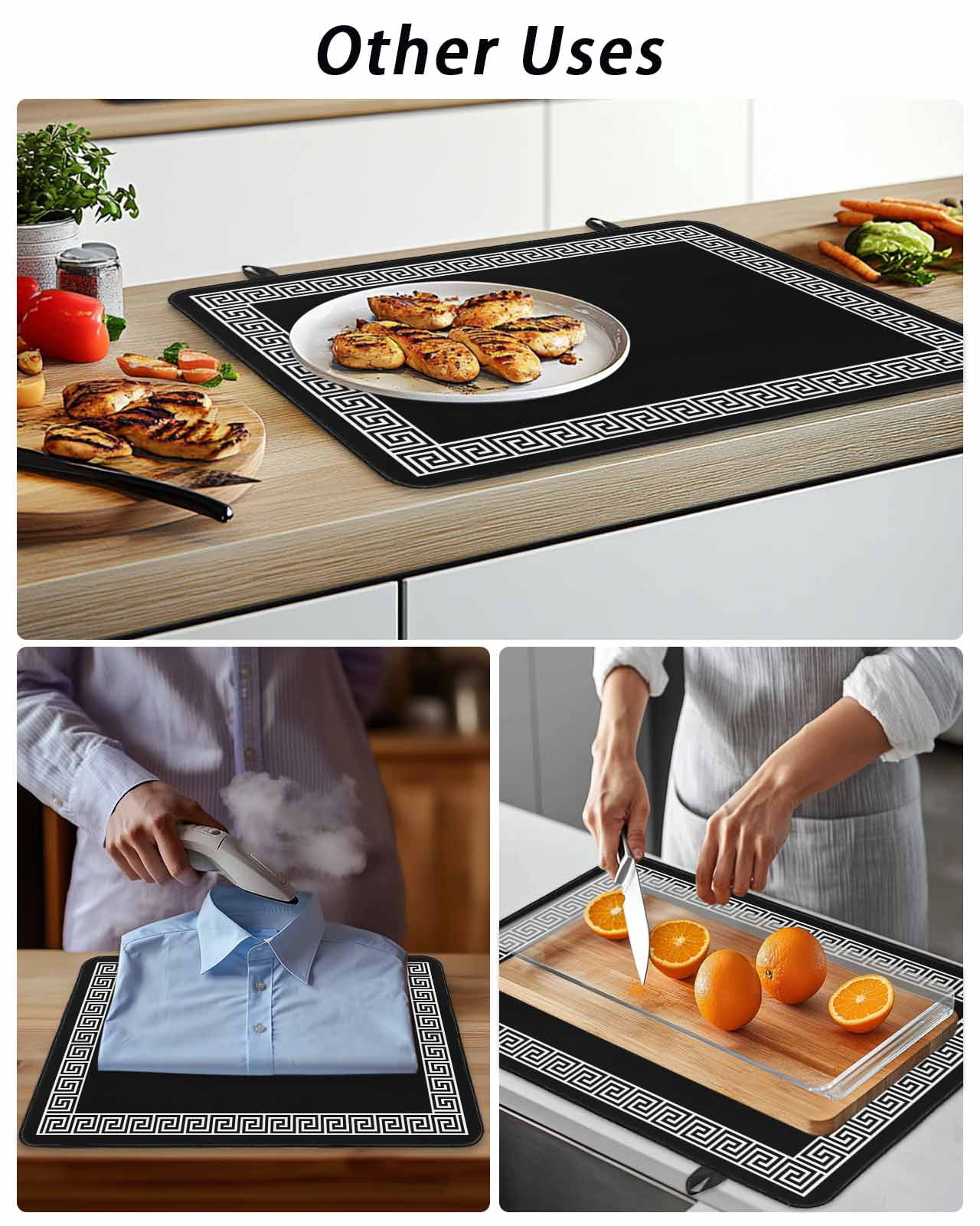 Stove Top Covers for Electric Stove, Black Glass Stovetop Cover Protector, Modern Geometric Abstract Art Aesthetics Induction Cooktop Protector Oven Mat for Kitchen Countertop 24"x21"