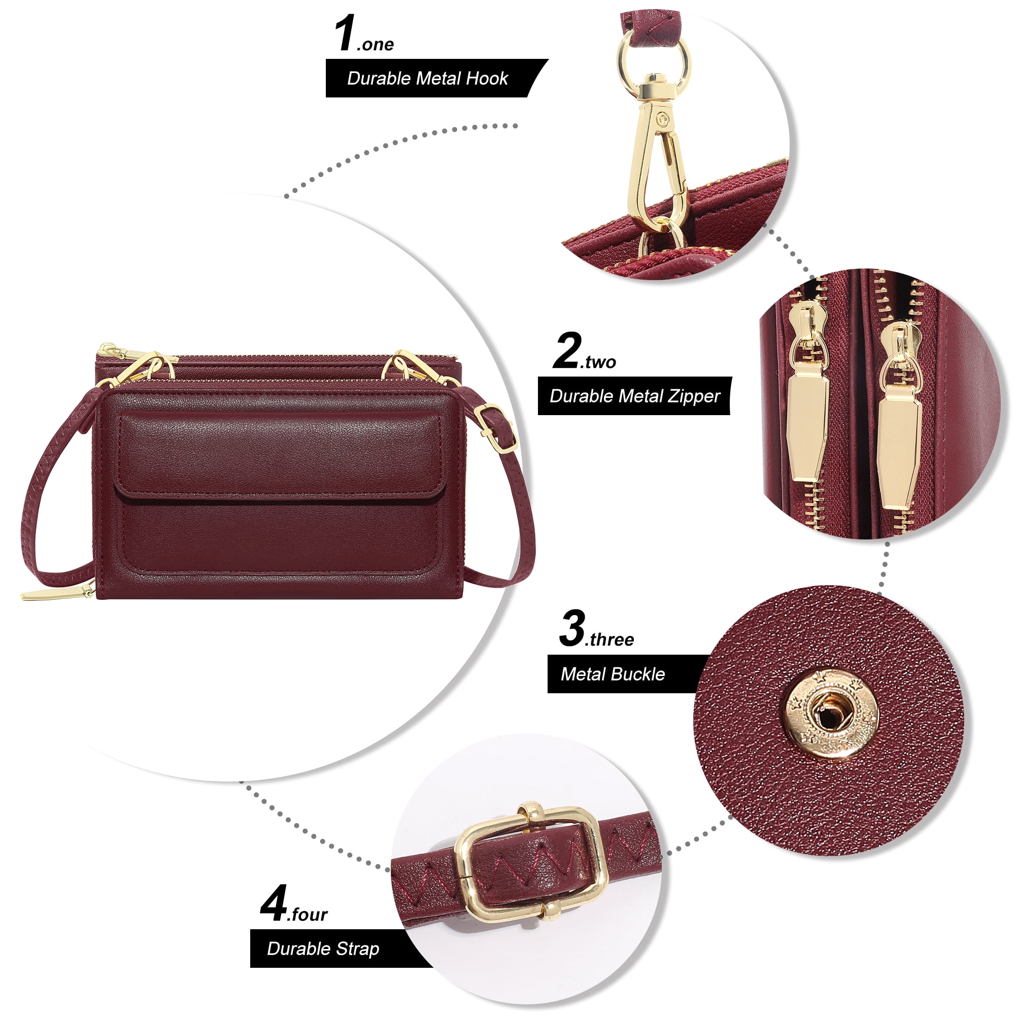 Badiya Small Crossbody Bag for Women Cell Phone Wallet Purse Mini Shoulder Handbags with Card Slots