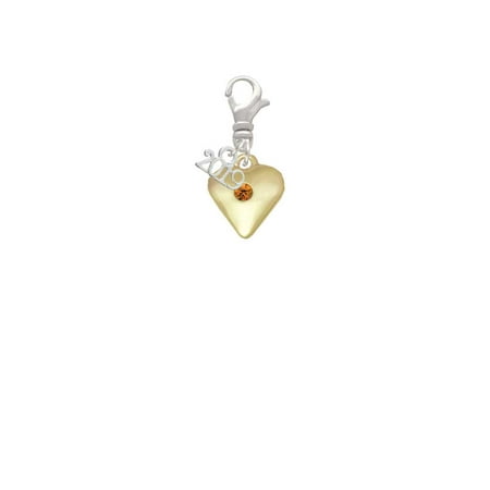 Goldtone Large November - Yellow Crystal Heart - 2019 Clip on