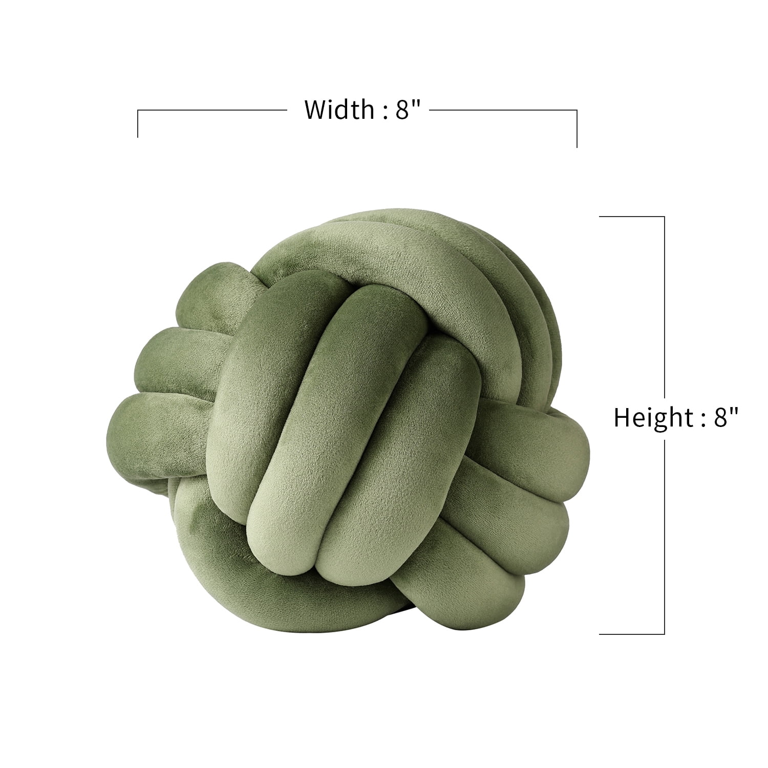 8 Inch Round Decorative Throw Pillow, Solid Color Olive Accent Cushion for Sofa Bedroom (8R)