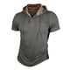 thumbnail image 2 of Ceisia Men's Slim Fit Contrast Hooded Henley Short Sleeve Shirt with Chest Pocket Gifts, 2 of 6