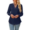 thumbnail image 2 of Women'S Casual Long Sleeve V-Neck Pullover Shirt Top Dark Blue XL, 2 of 10