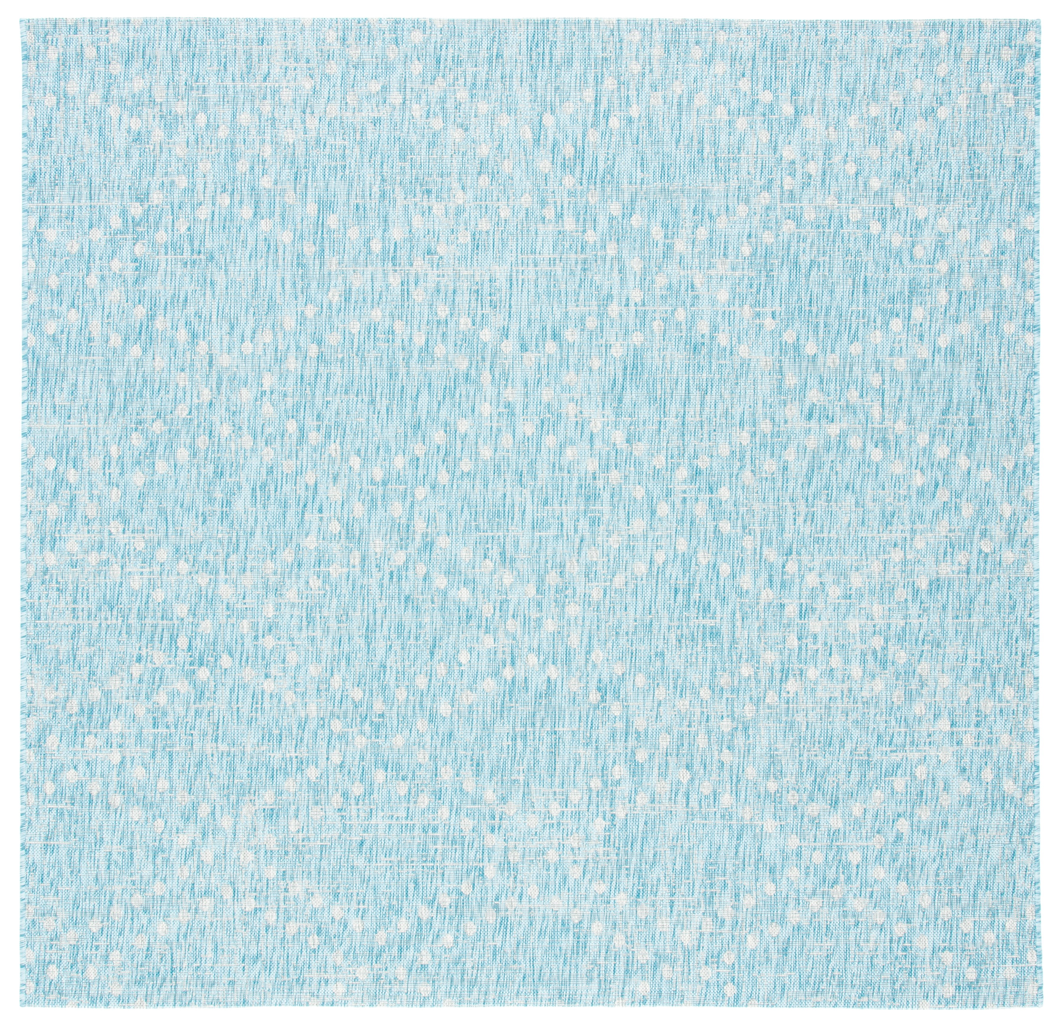 SAFAVIEH Courtyard Ilean Geometric Indoor/Outdoor Area Rug, Aqua/Grey, 6'7" x 6'7" Square