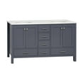 thumbnail image 3 of Horizon 60" Double Bathroom Vanity with Marine Gray Cabinet and Engineered White Top, 3 of 6