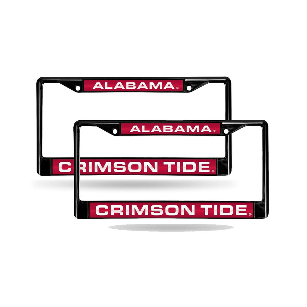 Alabama NCAA Crimson Tide Black Metal (Set of 2) Laser Cut License