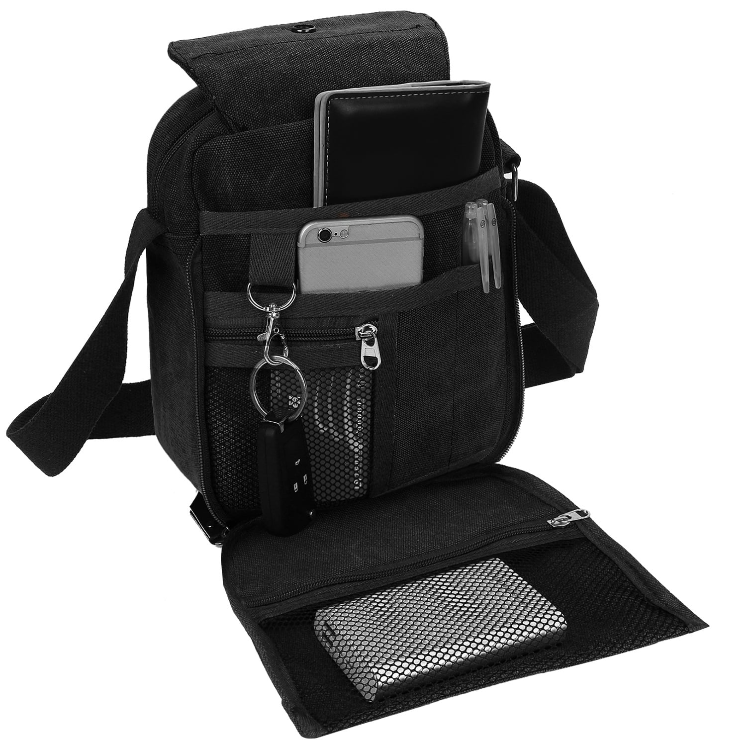 Miuline Men's Messenger Bag Waterproof Cross Body Shoulder Utility Travel Work Bag Black, Adult Unisex, Size: Large