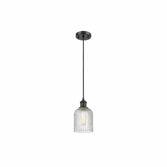 516-1P-BK-G559-5CL Innovations Lighting Bridal Veil - 1 Light Cord Hung Mini Pendant In Art Deco Style-9 Inches Tall and 5 Inches Wide-Matte Black