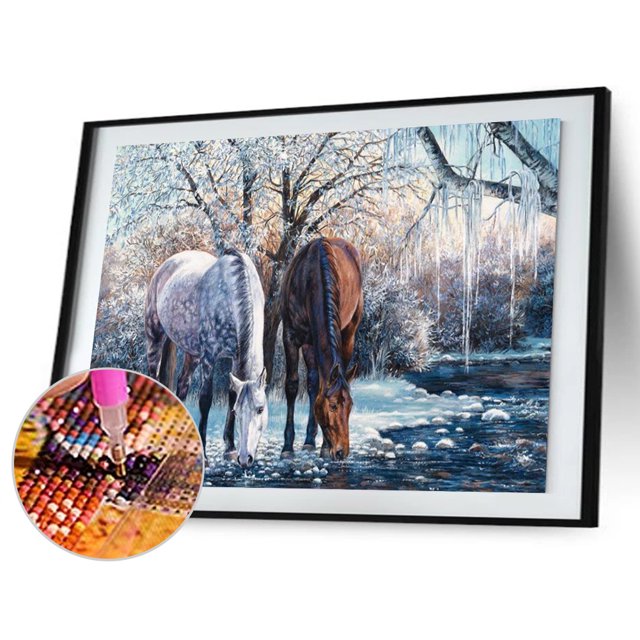 Cuadros Decorativos 5D DIY Diamond Painting Glacier Horse Kits Full Round Drill Wall Decor Crafts Tmvgtek embutido en tela