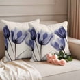 thumbnail image 2 of Spring Retro Pillow Covers 2 Pack X-ray Image of Dark Purple Tulips Flower Leaf Pillowcase Waterproof Outdoor Throw Pillow Cover for Patio Garden Square Cushion 18”x18”, 2 of 9
