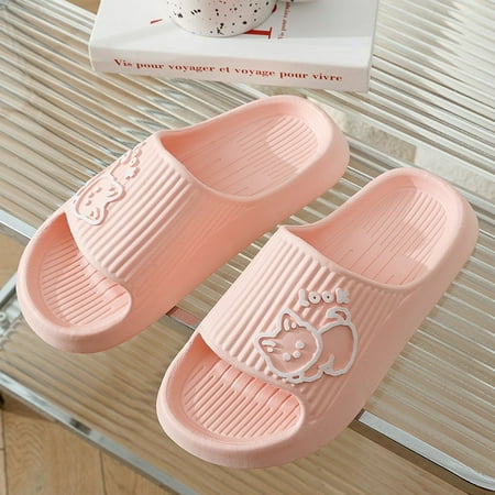 

Cute Cat Slippers Summer Women Home Shoes Bath Thick Platform Non-Slip Slides Indoor Outdoor