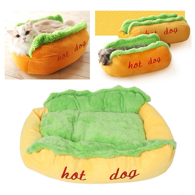 Nido para mascotas de moda, lindo nido para mascotas suave con forma de perrito caliente, integración perfecta