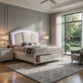 thumbnail image 6 of Sam King Bed with LED Lights-Storage-White Tufted Faux Leather, 6 of 6