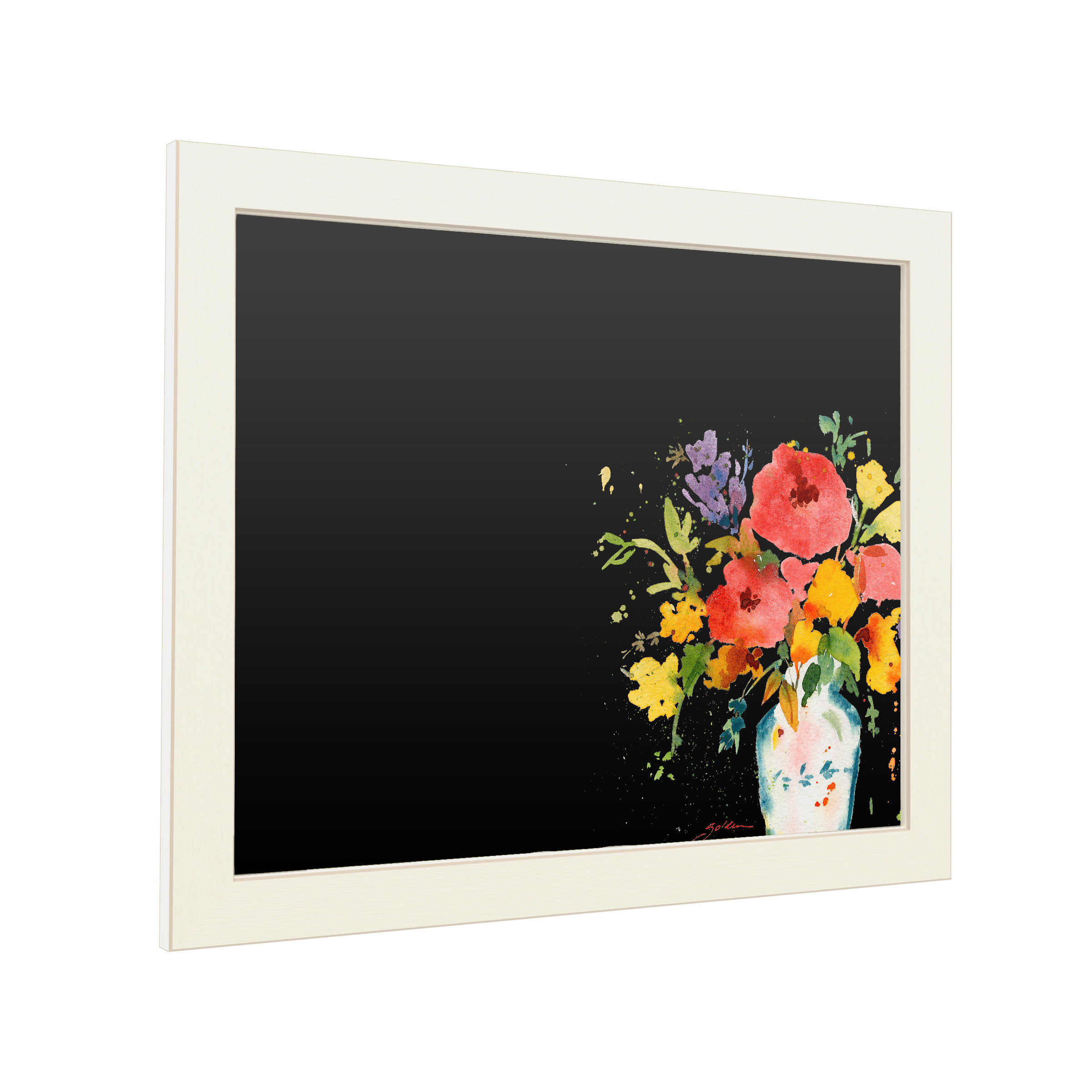 Trademark Fine Art 'White Vase with Bright Flowers' Chalkboard by Sheila Golden