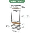 thumbnail image 4 of Coat Rack Hall Tree with Bench and Shoe Storage,4-in-1 Entryway Organizer,3-Tier Metal Shoe Rack for Front Door,Industrial Design,Sturdy Freestanding Furniture,Brown,Single row hook 60 width, 4 of 7
