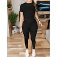 thumbnail image 2 of Weardear Women Cute Summer Outfits Crew Neck T-shirt High Waist Leggings 2 piece outfits Lounge Workout Matching Sets for Women, 2 of 6