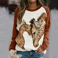 thumbnail image 2 of IROINNID Reduced Womens Winter Clothes Pullover Hoodies Round-Neck Button Long Sleeve Print Lounge T- Shirt Blouse Tops,Brown, 2 of 4