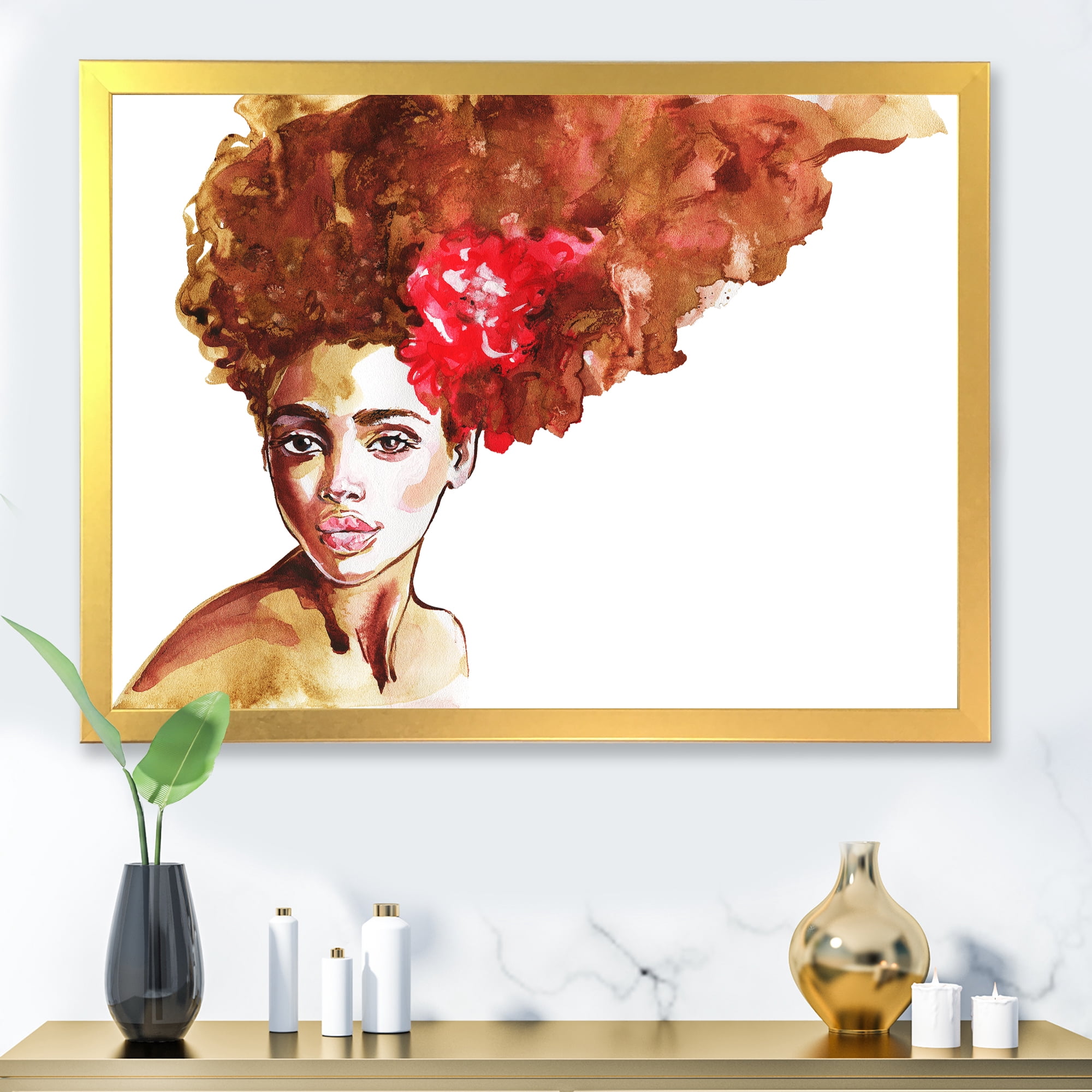 Designart 'Portrait of Young African American Woman II' Modern Framed Art Print