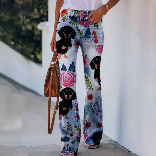 ICHUANYI Liquidación Pantalones ajustados elásticos finos con estampado de botones elásticos y cintura elástica para mujer ICHUANYI WER202308250339