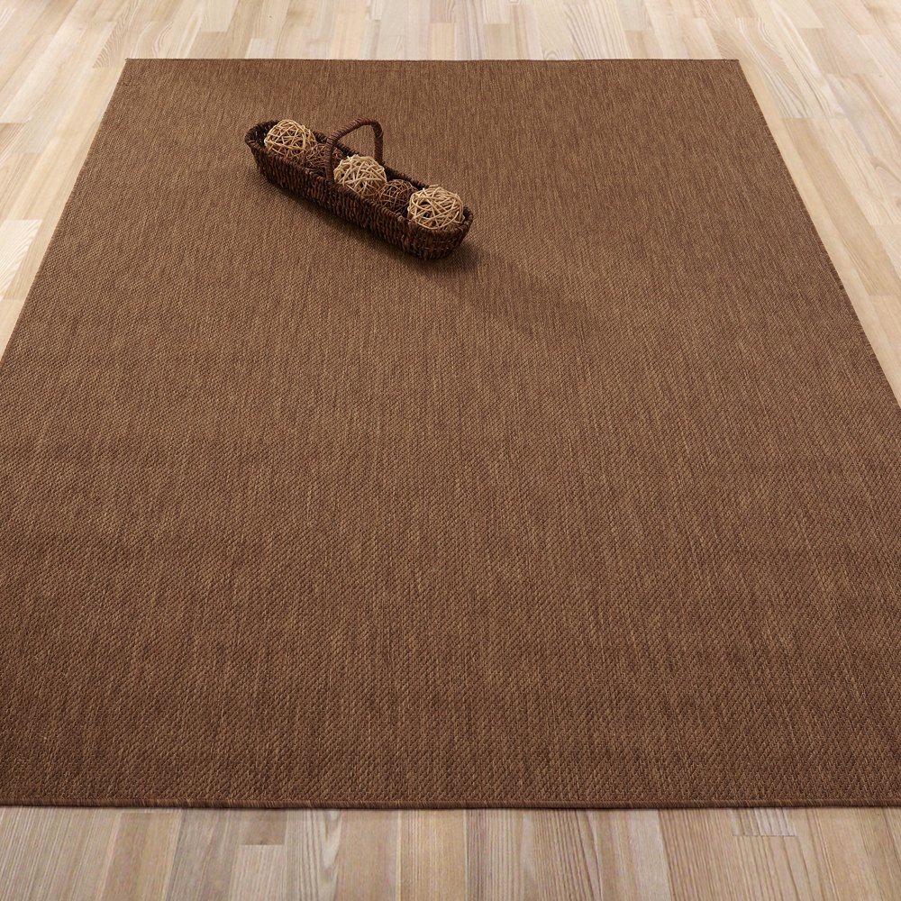 Ottomanson Jardin Collection Natural Solid Design Indoor/Outdoor Jute