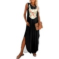 thumbnail image 1 of WILLBEST Robes Femmes Été Mode Décontractée Robe Longue Fendue Sans Manches Débardeur Col Rond Robe Imprimée, 1 of 3