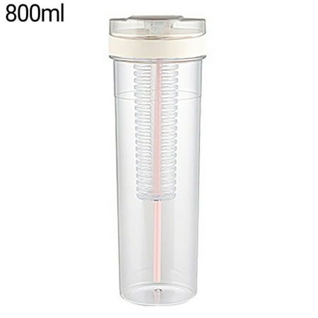 

Biplut 670/800ml Drink Bottle Folded Straw Dust-proof Wide Application Summer School Water Bottle with Lid for School(Beige L)