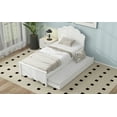 thumbnail image 6 of Bed Frame Twin Size Wood Platform Bed with Headboard and Twin Size Trundle, White, 6 of 8