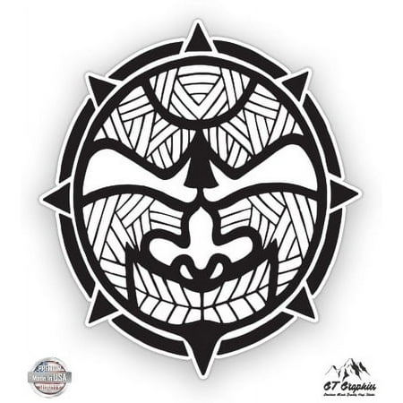 Tribal Sun Mask - 3" Vinyl Sticker - For Car Laptop I-Pad Phone Helmet Hard Hat - Waterproof Decal