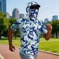 thumbnail image 7 of Men's Lightweight Camouflage Gradient Quick Dry Fishing Hoodie Shirt - UPF 50+ Sun Protection Short Sleeve Shirts with Neck, 7 of 7