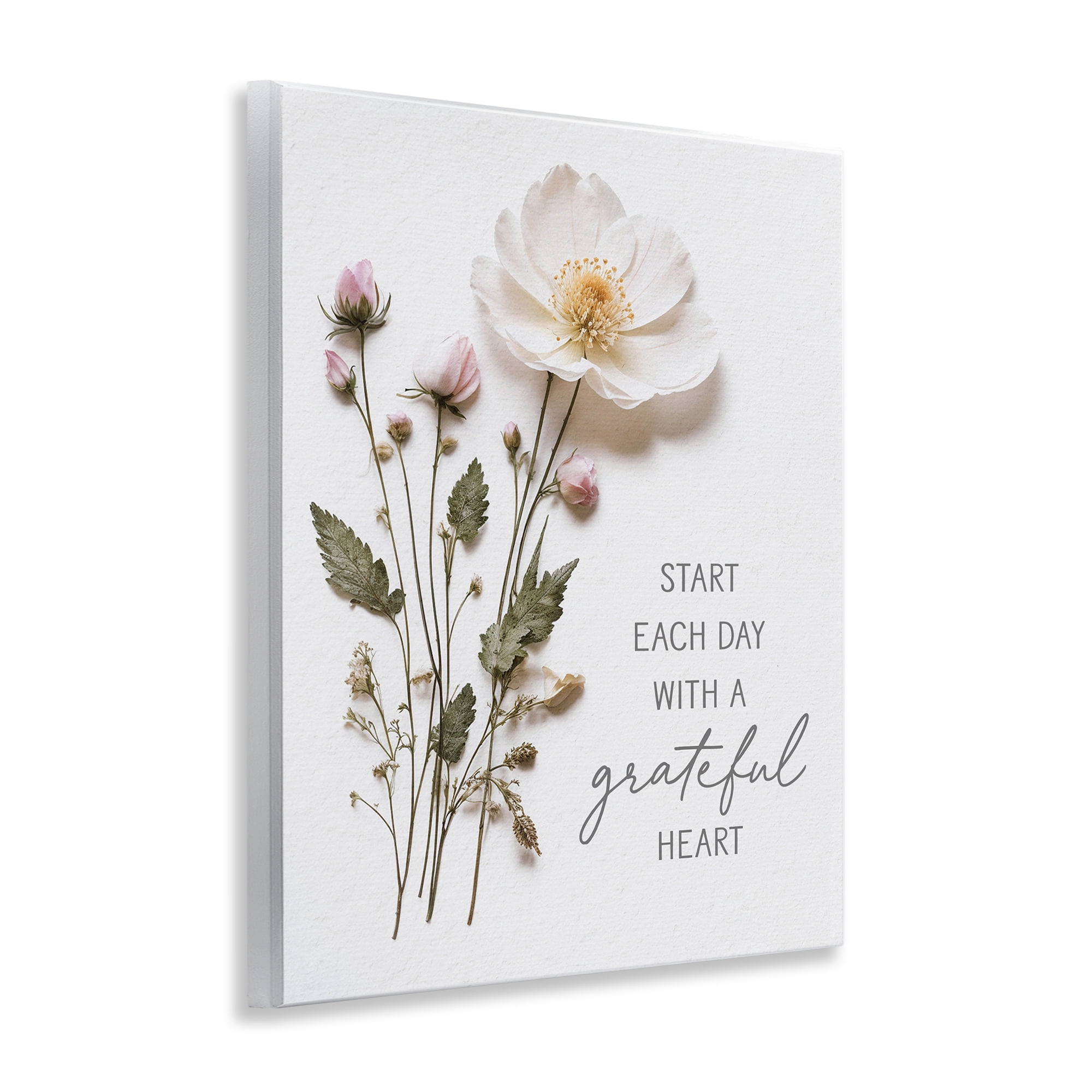 Grateful Heart Pressed Flowers Wall Plaque Art, design by Lettered and Lined