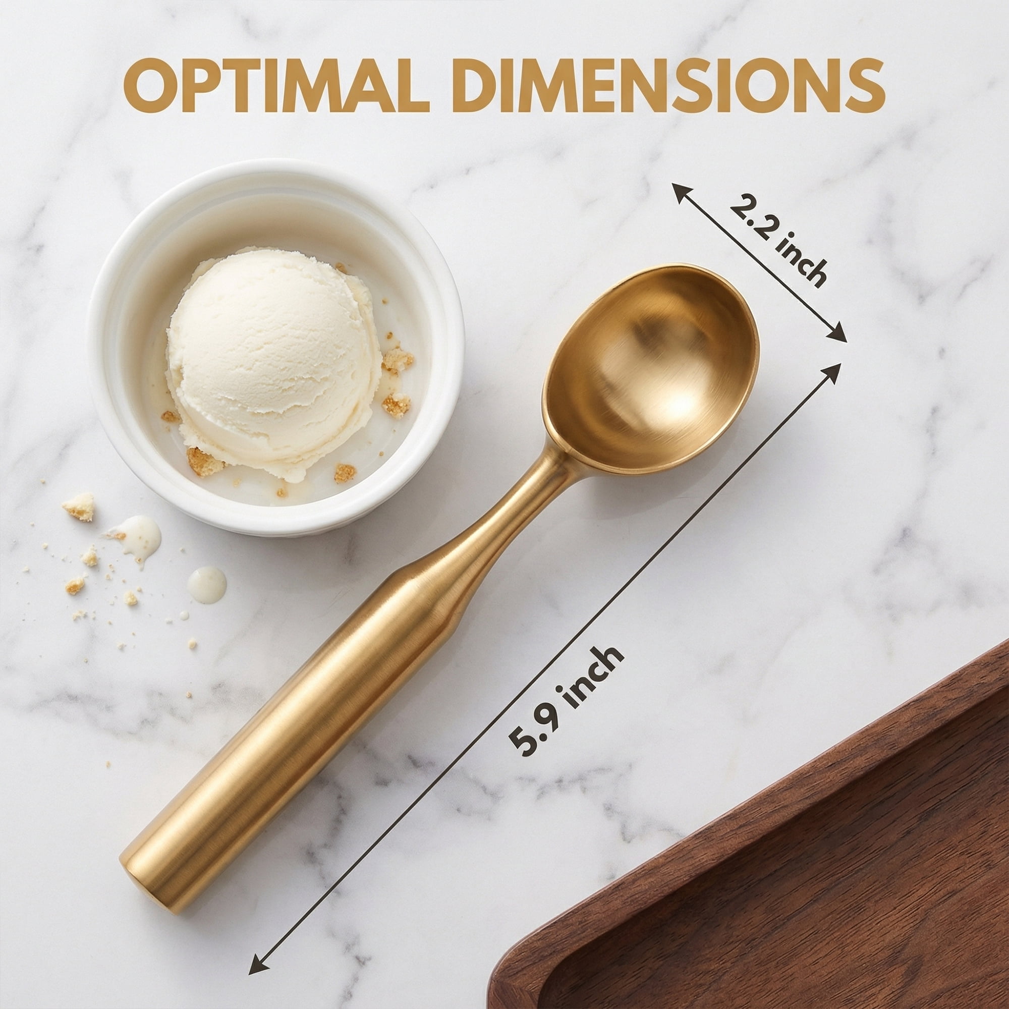Unique Bargains Great Stainless Steel Ice Cream Scoop with useful Handle Gold