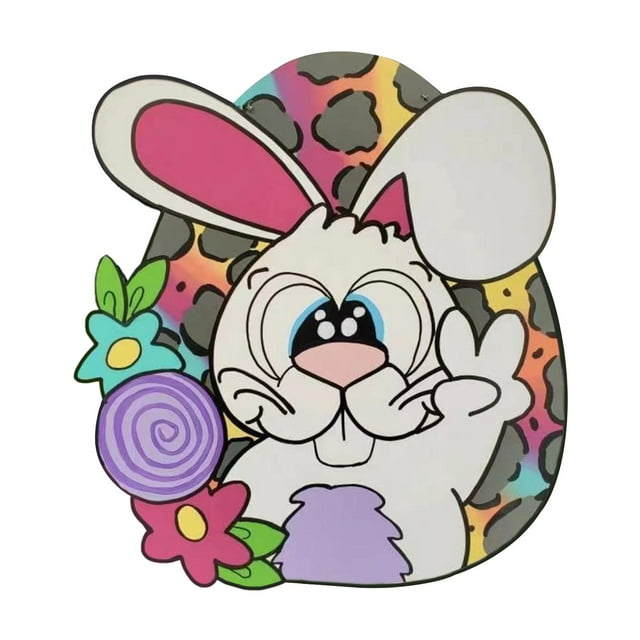 Abbracc Pâques Mur Plaque Porte Suspendu Signe Ornements Saisonniers Porte Couronnes Signe de Lapin