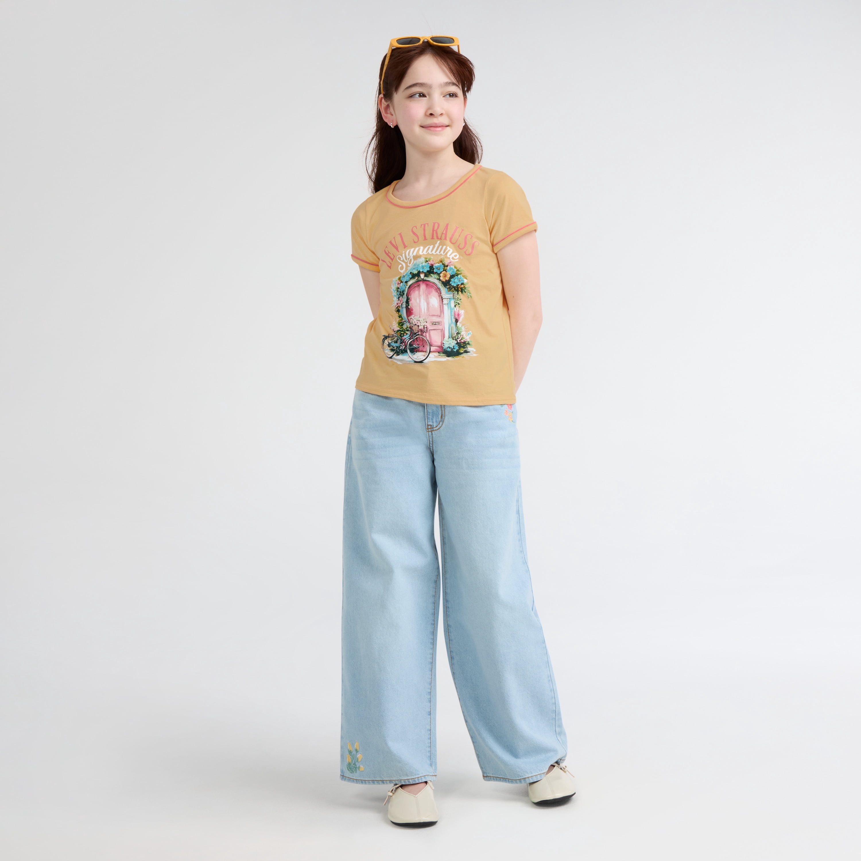 Levi Strauss Signature Girls Short Sleeve Graphic Top, Sizes 4-16