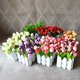 thumbnail image 1 of Juego de flores artificiales para valla de madera, planta en maceta con flores artificiales, decoración para porche y sala de estar de interior, 1 of 4