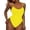 A-Yellow156, variant on Women's Neon Solid Side Tie Swimwear Slim Fit Sleeveless Scoop Neck One Piece Swimsuit Stretchy Bold Beach Swimsuits