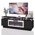 thumbnail image 3 of BOSSIN Fireplace TV Stand with 36" Electric Fireplace for Living Room,LED Light Entertainment Center,2 Tier TV Console Stand for TVs Up to 80", 3 of 7