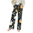 thumbnail image 6 of JGNGSHN Women's Easter Pajama Pants, Soft Sleepwear with Drawstring Waist, Wide Leg Lounge Pants Black XL, 6 of 7