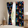 thumbnail image 3 of Manfei Ice Hockey Curtains and Drapes Pack of 2 (52x63 Each), Colorful Splash Black Out Curtains, Blue Orange Black, 3 of 5